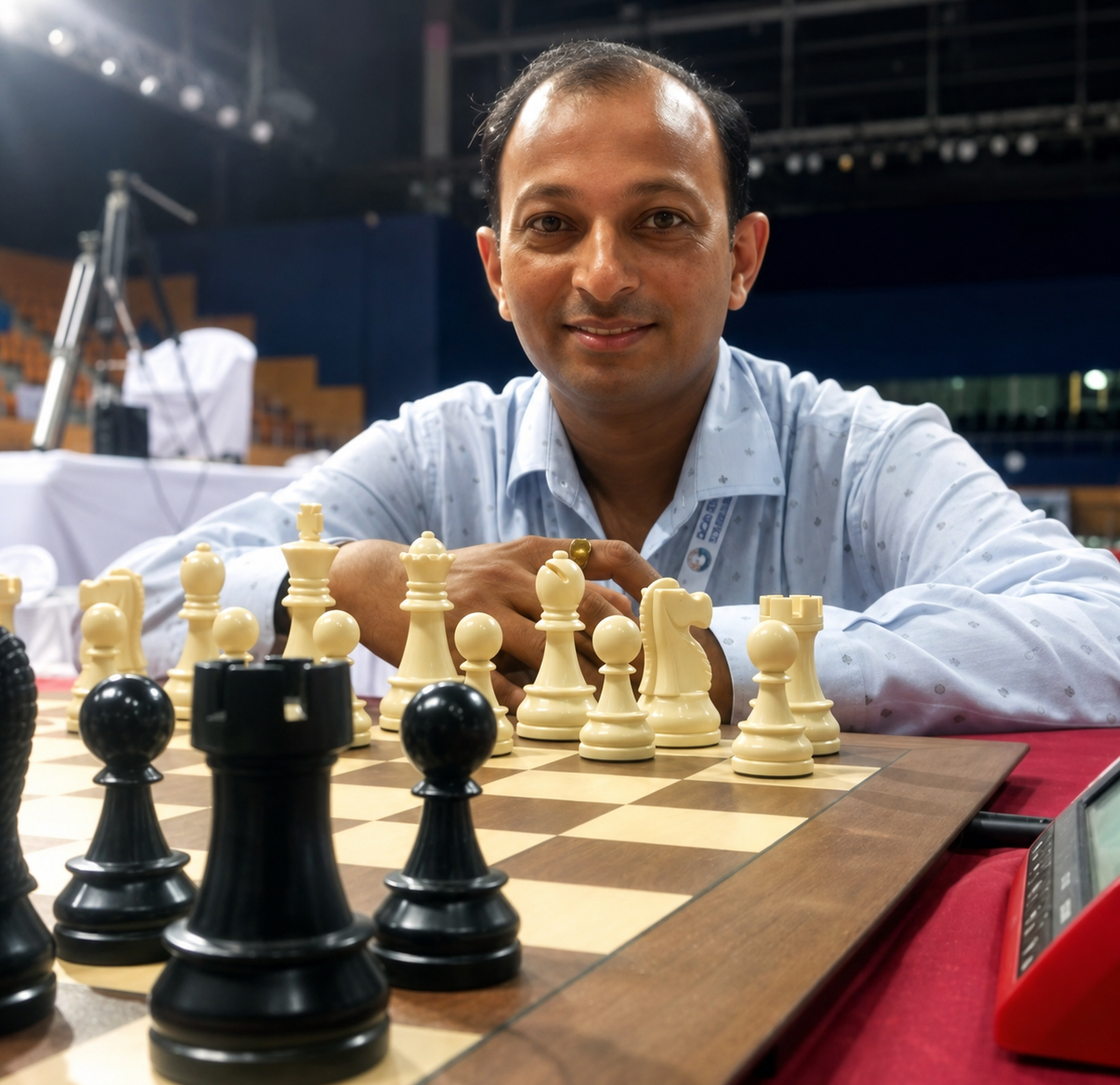 Student playing chess